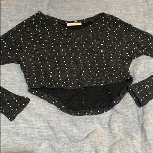 Long Sleeve Polka Dot Crop Top